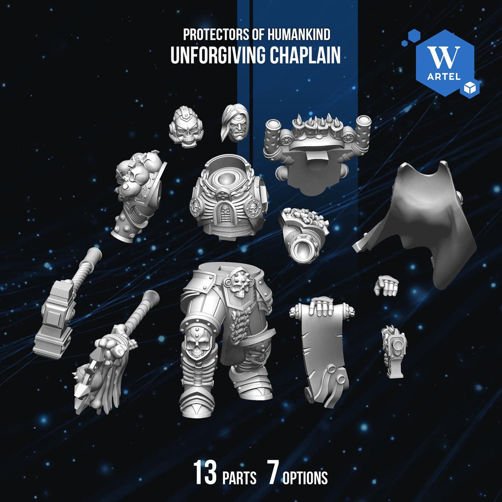 Unforgiving Chaplain | Artel W | 3d Printed Tabletop Wargames Model