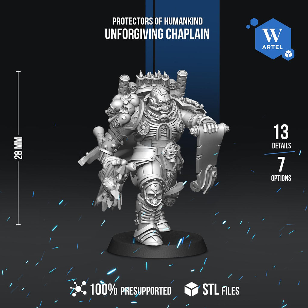 Unforgiving Chaplain | Artel W | 3d Printed Tabletop Wargames Model