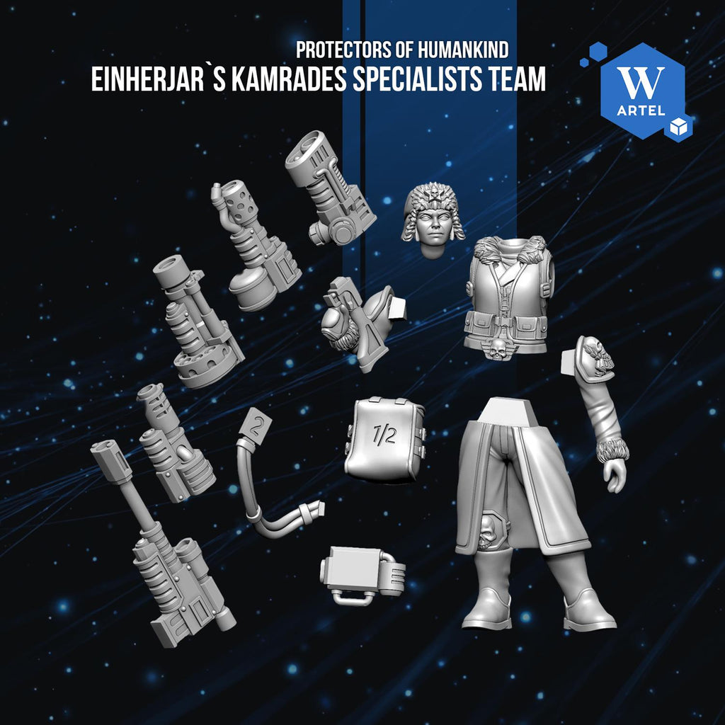Einherjar Kamrades Specialists Team | Artel W | 3d Printed Tabletop Wargames Model