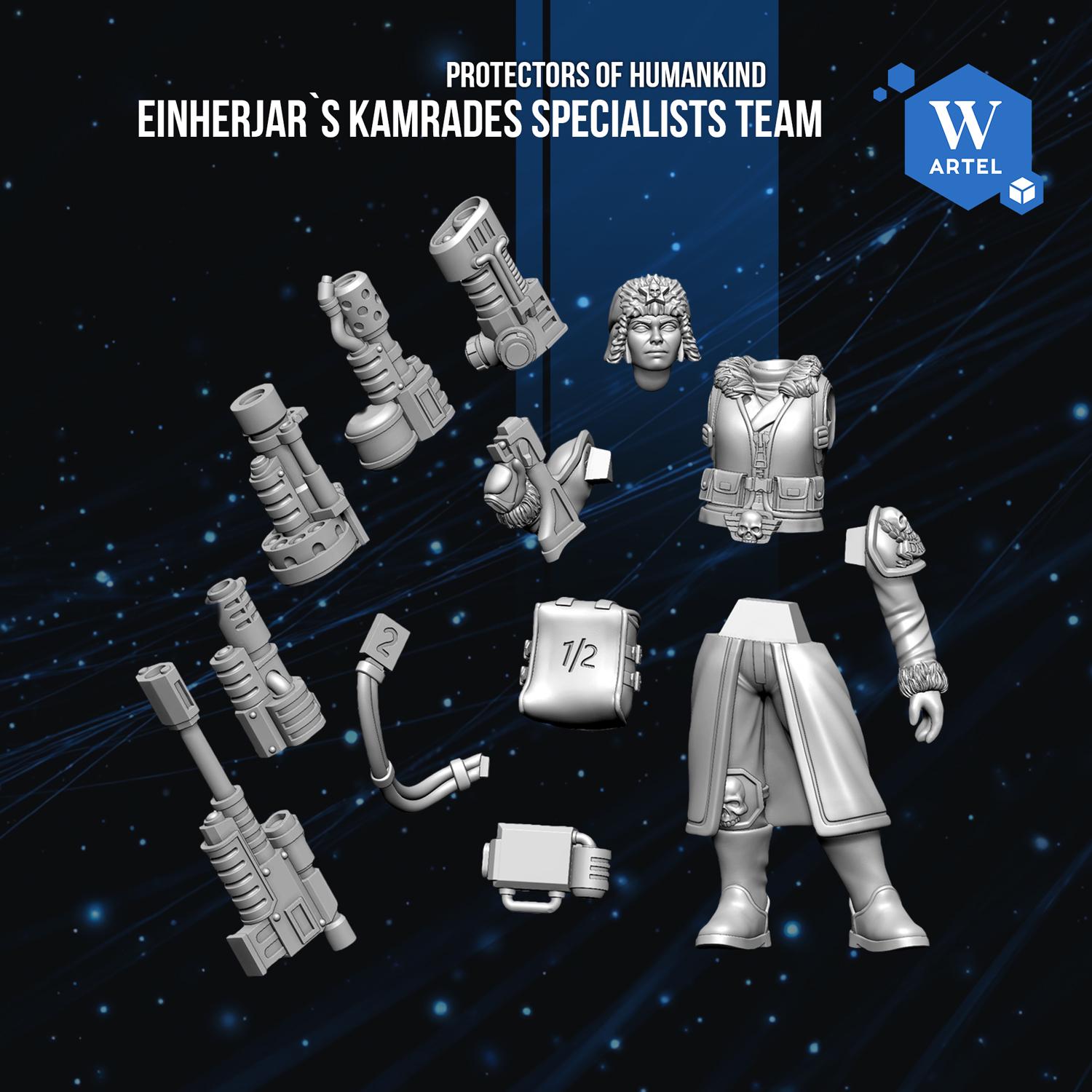 Einherjar Kamrades Specialists Team | Artel W | 3d Printed Tabletop Wargames Model