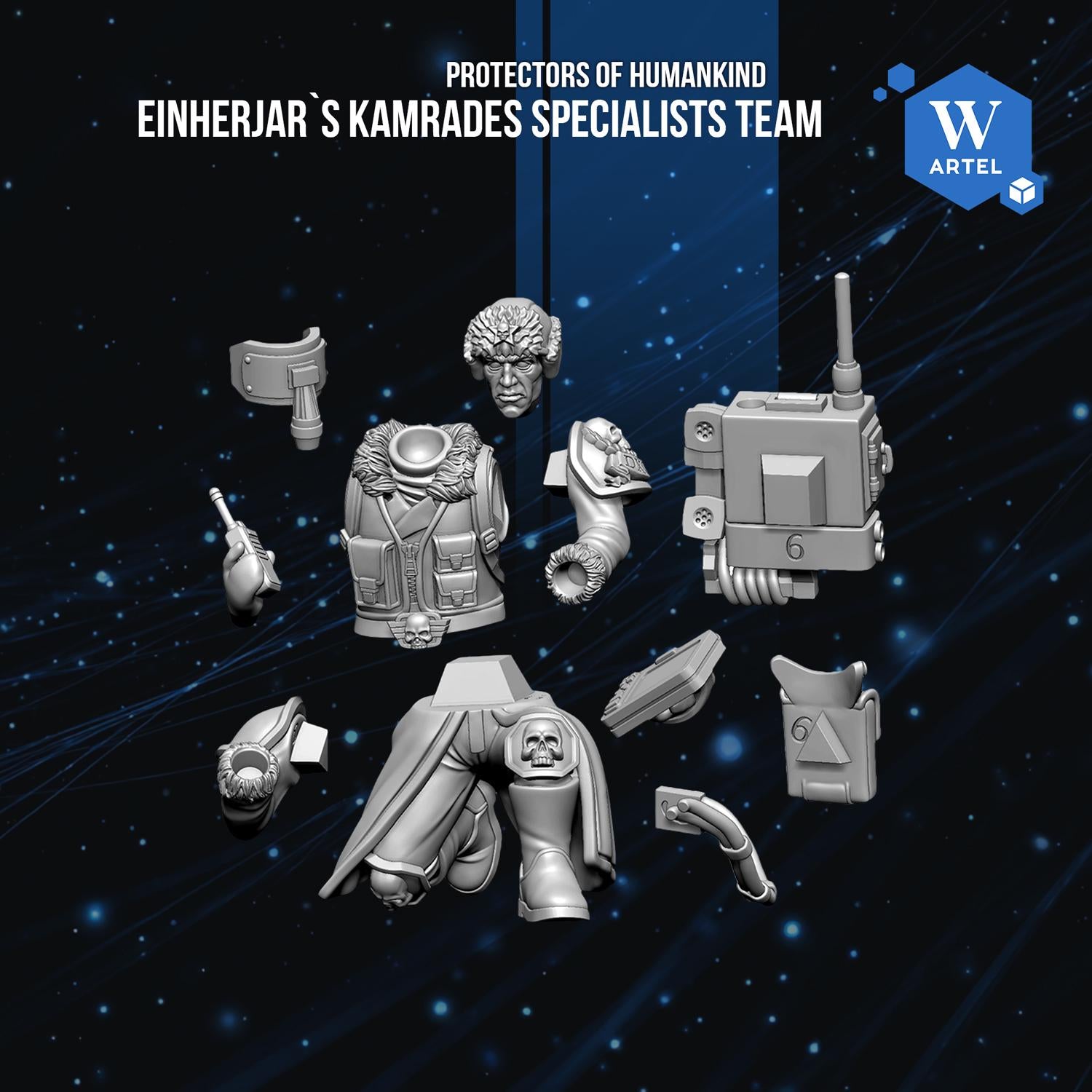 Einherjar Kamrades Specialists Team | Artel W | 3d Printed Tabletop Wargames Model