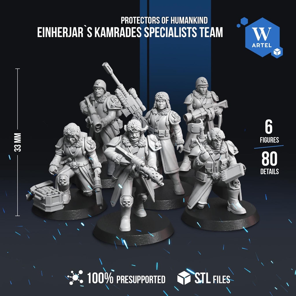 Einherjar Kamrades Specialists Team | Artel W | 3d Printed Tabletop Wargames Model
