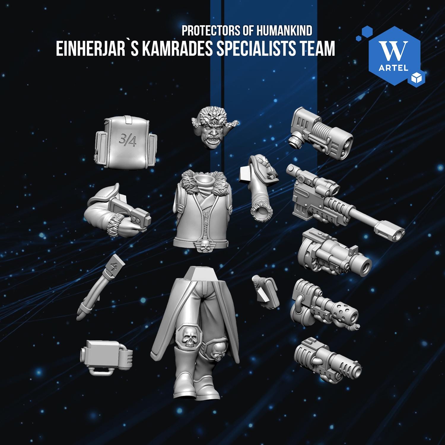 Einherjar Kamrades Specialists Team | Artel W | 3d Printed Tabletop Wargames Model