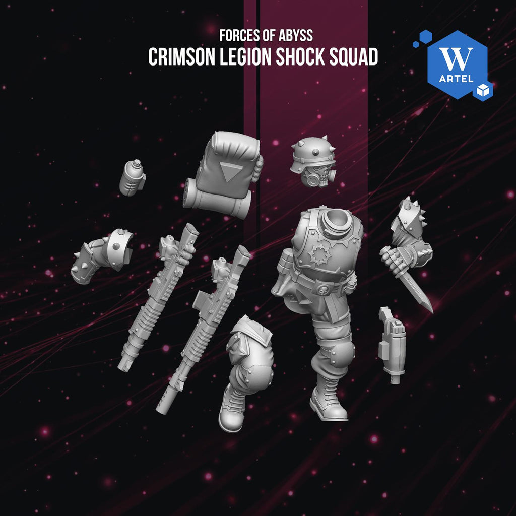 Crimson Legion Shock Squad | Artel W | 3d Printed Tabletop Wargames Model
