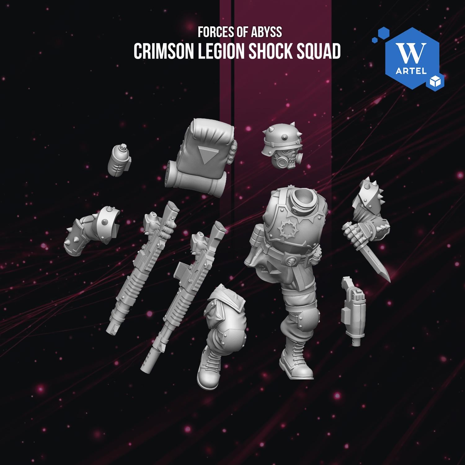 Crimson Legion Shock Squad | Artel W | 3d Printed Tabletop Wargames Model