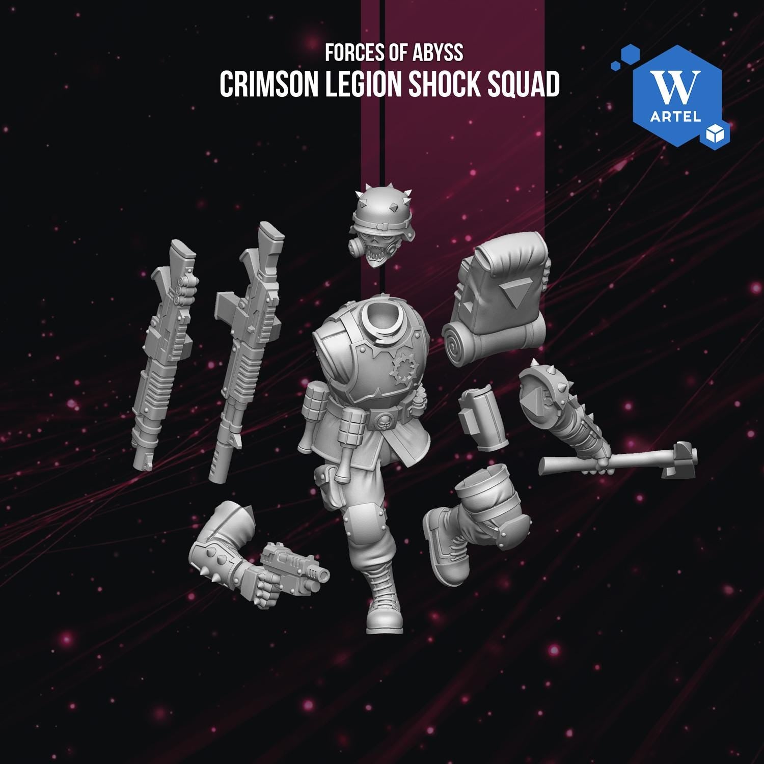 Crimson Legion Shock Squad | Artel W | 3d Printed Tabletop Wargames Model