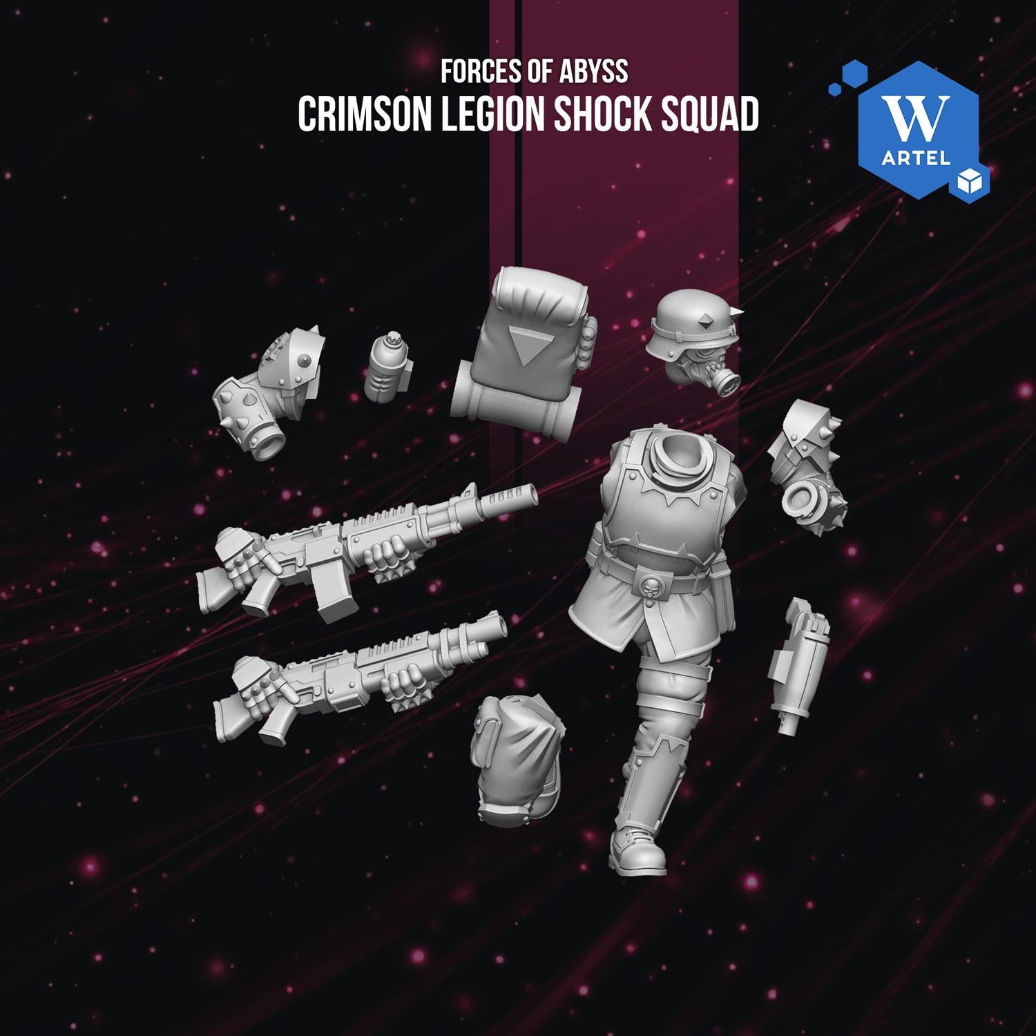 Crimson Legion Shock Squad | Artel W | 3d Printed Tabletop Wargames Model
