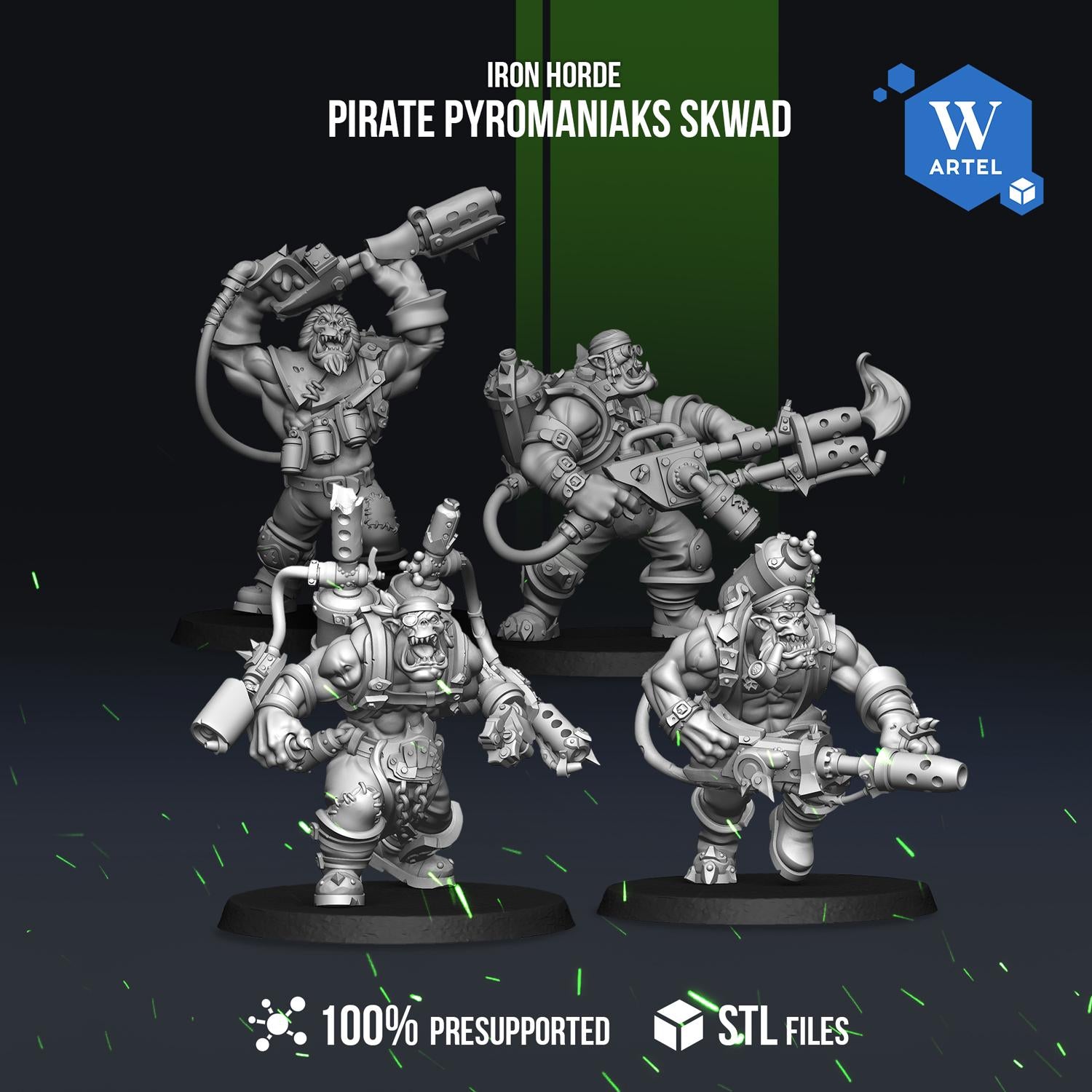 Pirate Pyromaniaks Skwad | Artel W | 3d Printed Tabletop Wargames Proxy Model