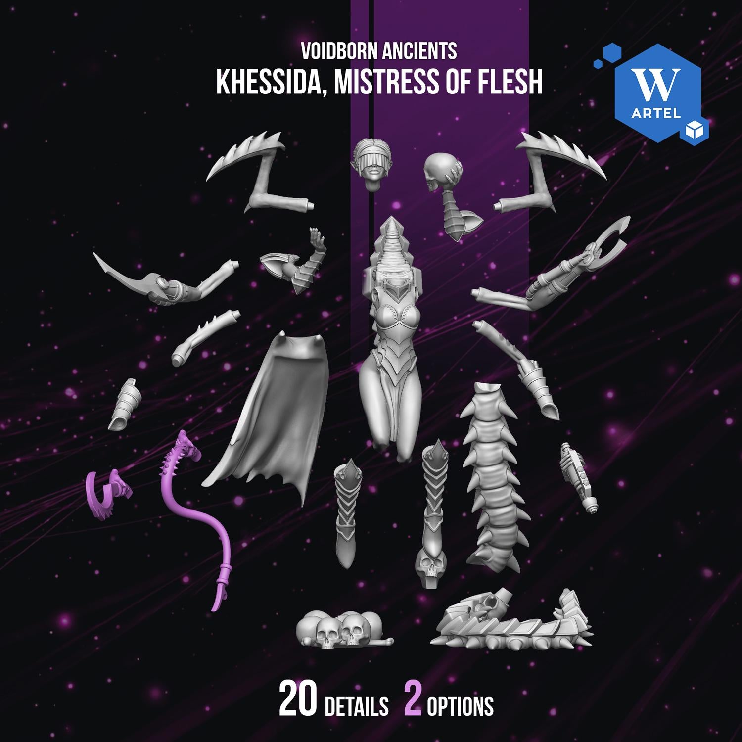 Khessida Mistress of Flesh | Artel W | 3d Printed Tabletop Wargames Model