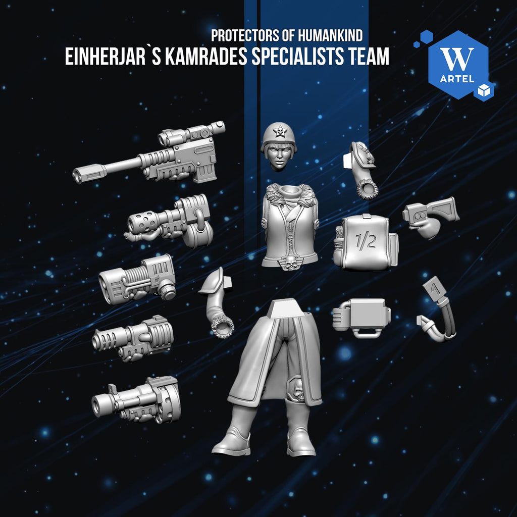 Einherjar Kamrades Specialists Team | Artel W | 3d Printed Tabletop Wargames Model