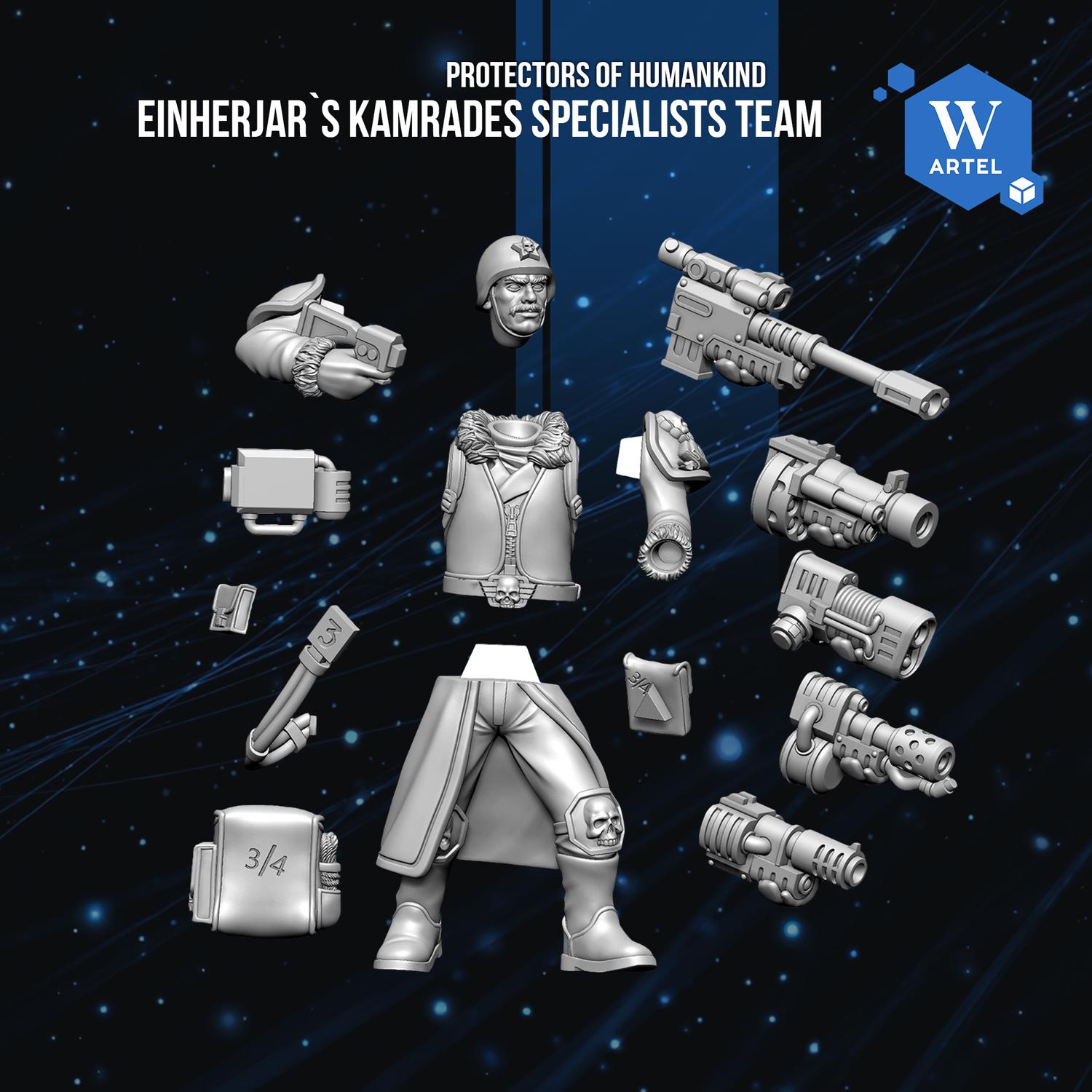 Einherjar Kamrades Specialists Team | Artel W | 3d Printed Tabletop Wargames Model