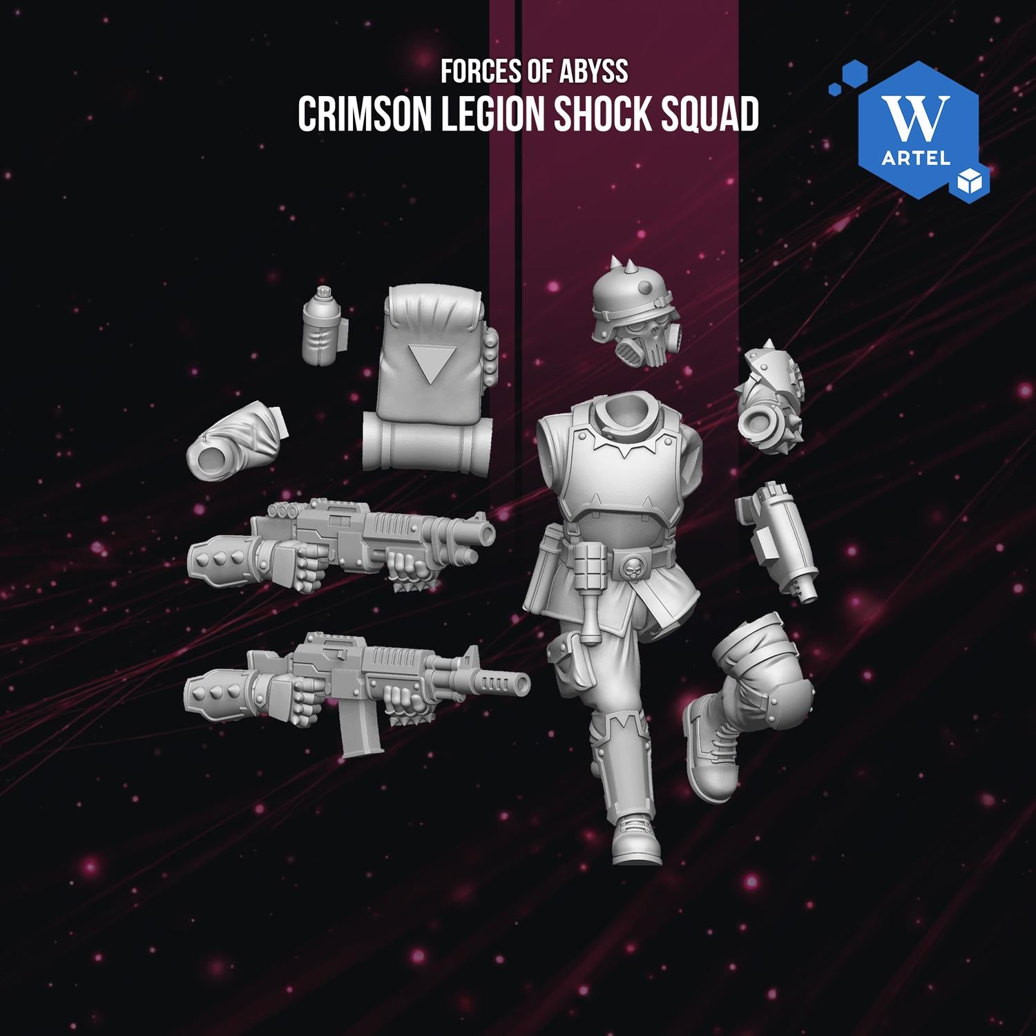 Crimson Legion Shock Squad | Artel W | 3d Printed Tabletop Wargames Model