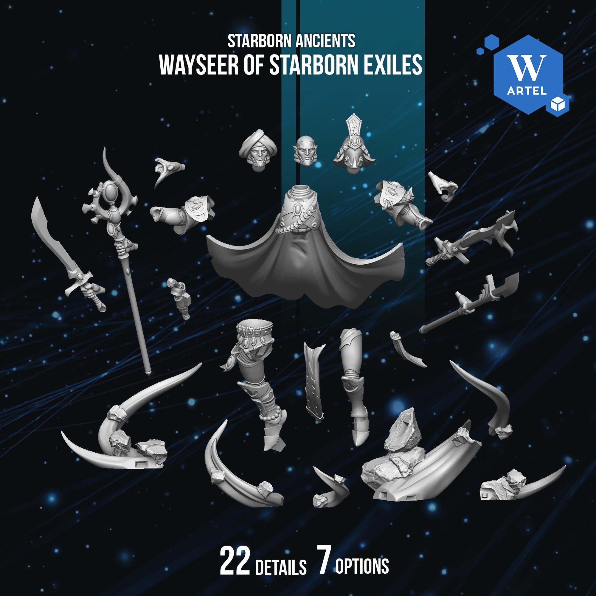 Wayseer of Starborn Exiles | Artel W | 3d Printed Tabletop Wargames Model