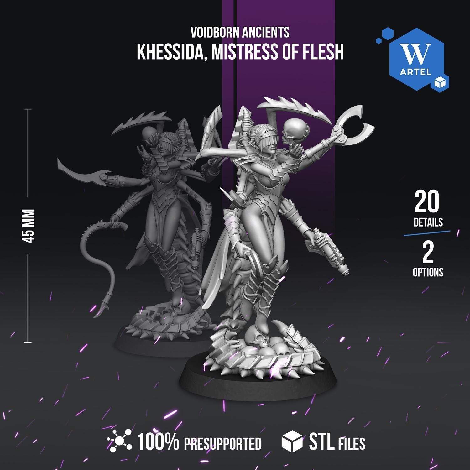 Khessida Mistress of Flesh | Artel W | 3d Printed Tabletop Wargames Model