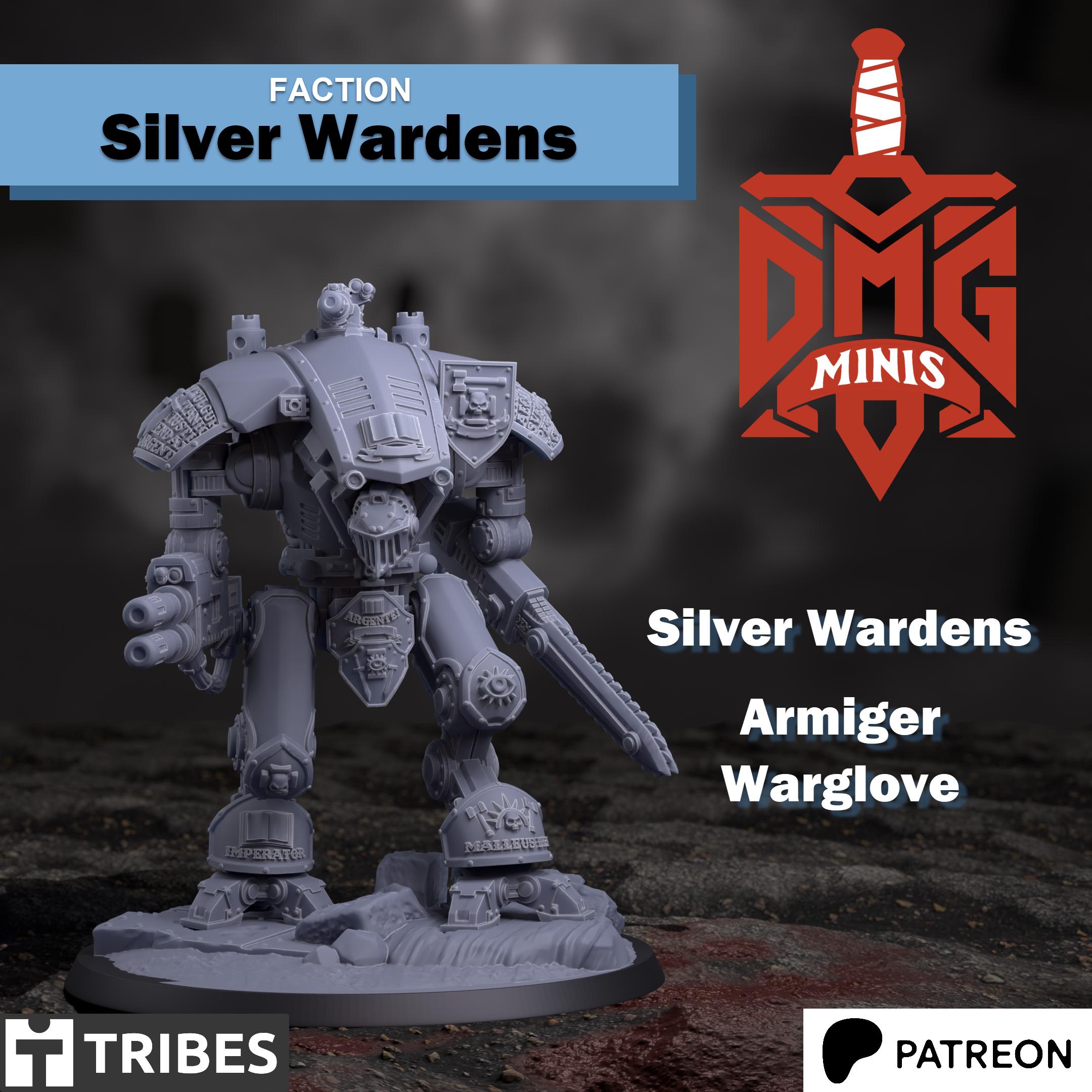 Silver Wardens Imperial Knight | DMG Minis | 3d Printed Tabletop Wargames Proxy Model Grimdark Future