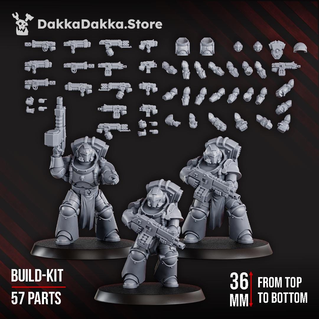 Space Knights (build kit) - Prime Armored Battleline Squad | DakkaDakkaStore | 3d Printed Tabletop Wargames Miniatures