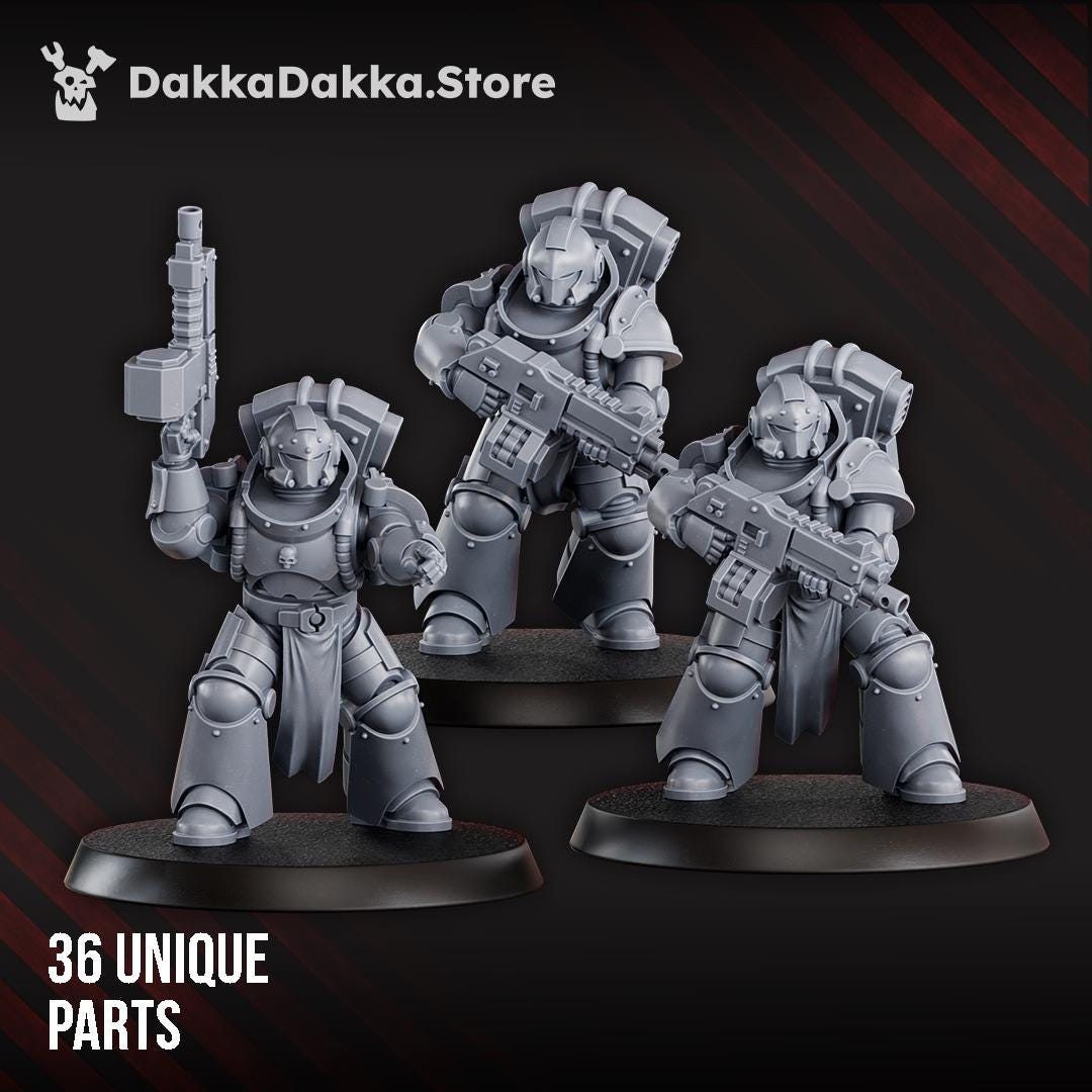 Space Knights (build kit) - Prime Armored Battleline Squad | DakkaDakkaStore | 3d Printed Tabletop Wargames Miniatures