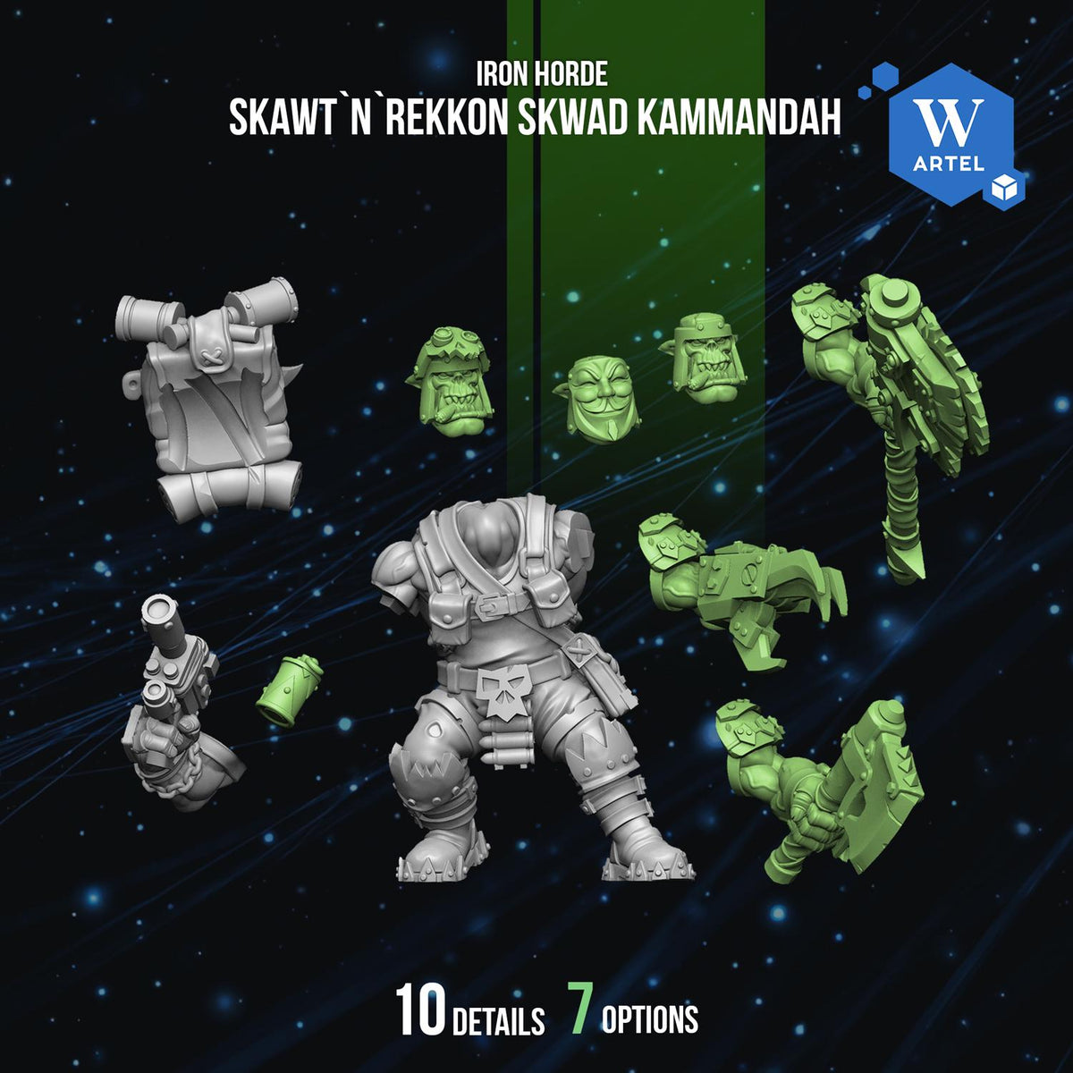 Skawt n Rekkon Skwad Kammandah | Artel W | 3d Printed Tabletop Wargames Proxy Model
